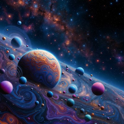 Colorful Planets in Cosmic Nebula