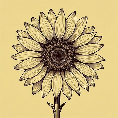 Line Art Sunflower Illustration