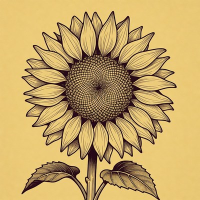 Sunflower illustration on yellow background