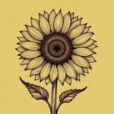 Sunflower illustration on yellow background
