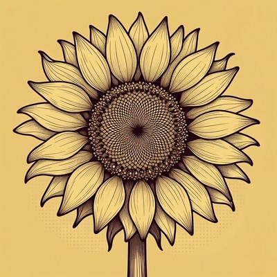 Detailed Sunflower Illustration