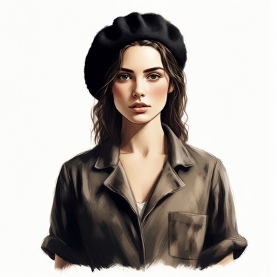 Woman wearing black beret