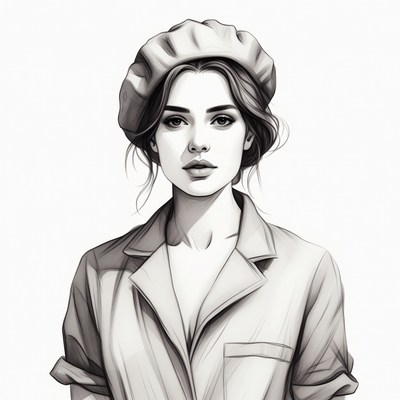 Woman wearing beret and blazer