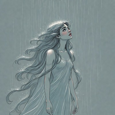 Woman standing in rain
