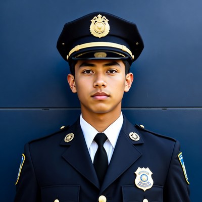 Young Latino police officer in uniform
