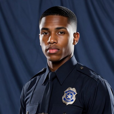 African-American man in police uniform