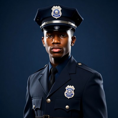 African-American man in police uniform