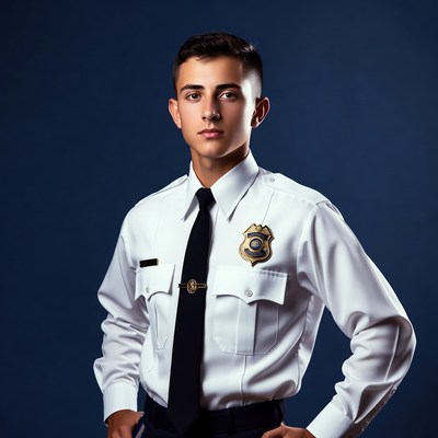 Young male police officer in uniform