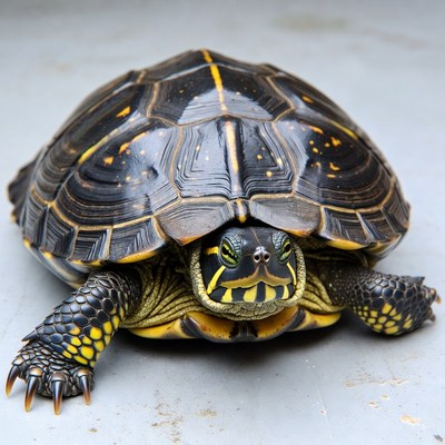 Black Turtle with Yellow Stripes