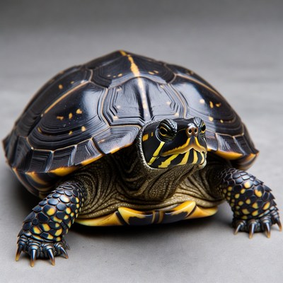 Black Turtle with Yellow Stripes