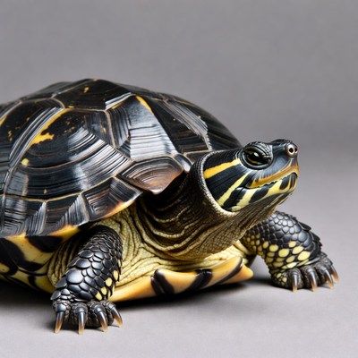 Black Turtle with Yellow Stripes