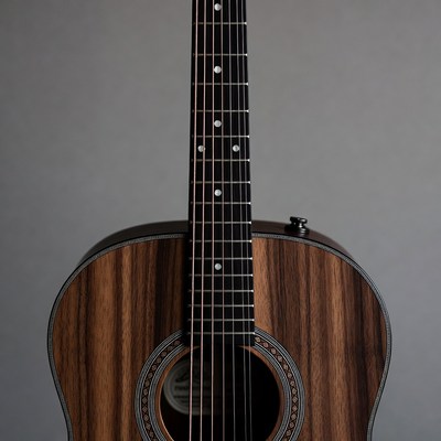Wooden Acoustic Guitar Closeup