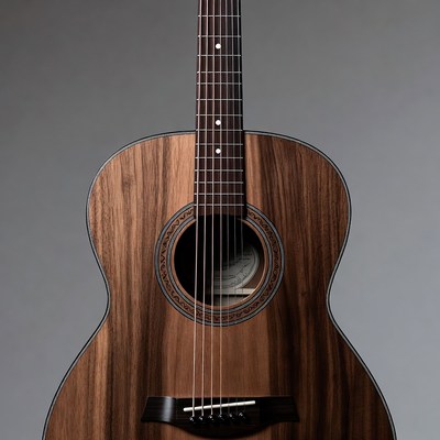 Wooden Acoustic Guitar Closeup
