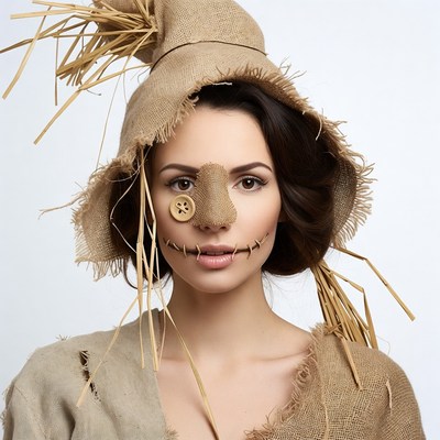 Woman in scarecrow costume