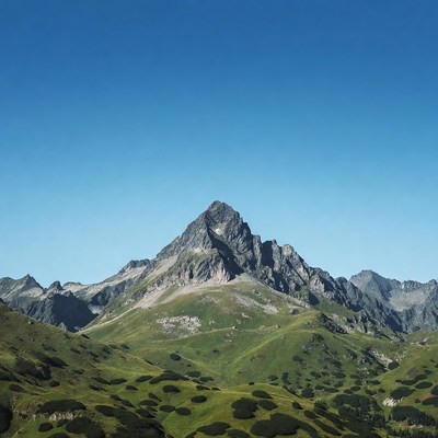 Majestic Mountain Peak in Green Alps
