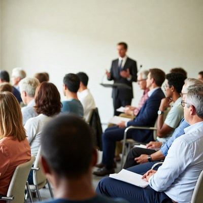 Man speaking at business meeting