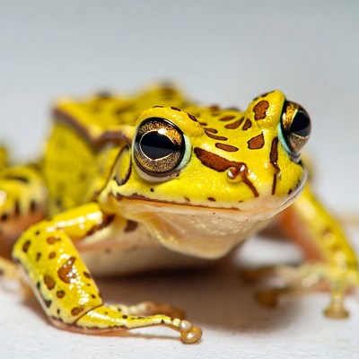 Yellow tree frog close-up