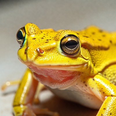 Yellow tree frog close-up