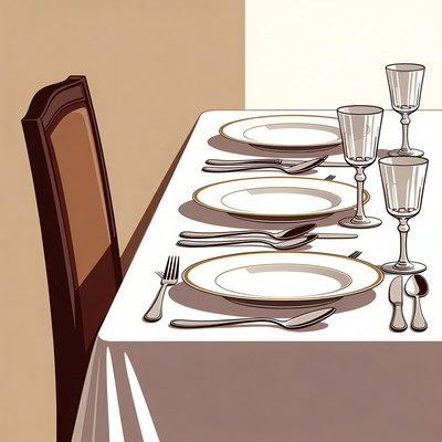 Elegant Dinner Table Setting Illustration