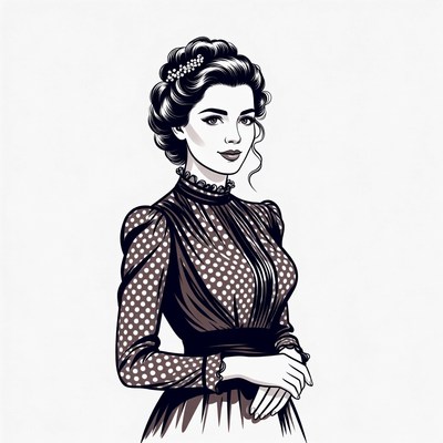 Victorian woman in polka dot dress