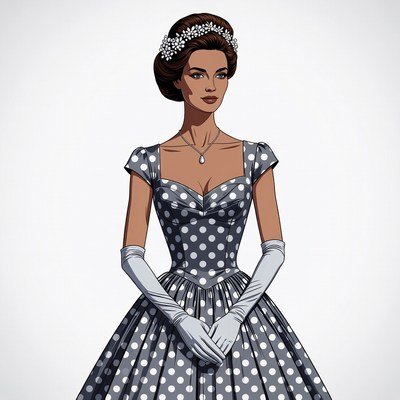 Elegant woman in polka dot dress