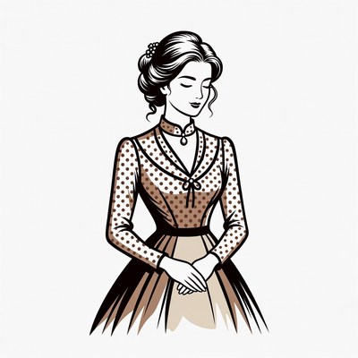 Victorian woman in polka dot dress