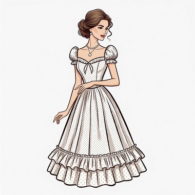 Elegant Woman in White Victorian Dress