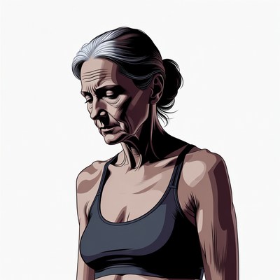 Elderly woman in sports bra