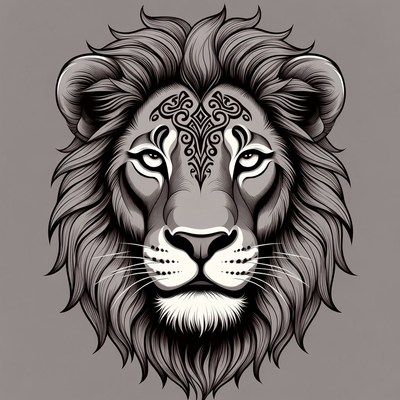 Tribal Lion Head Illustration