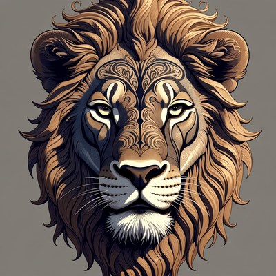 Detailed lion face illustration