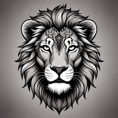 Lion Head with Mandala Design