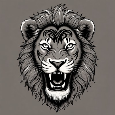 Roaring Lion Head Illustration