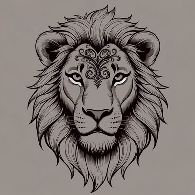 Lion head with mandala design