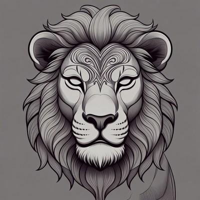 Detailed Lion Head Illustration