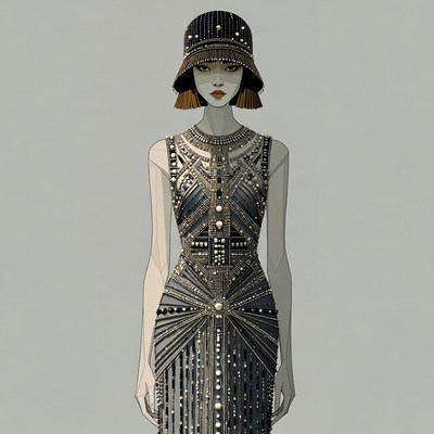 Flapper girl in beaded dress