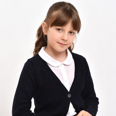 Girl in school uniform smiling