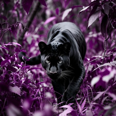 Black Panther in Purple Jungle