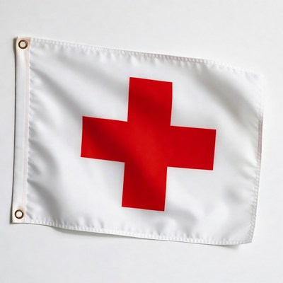 White flag with red cross