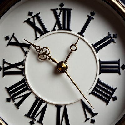 Close-up of vintage gold clock face