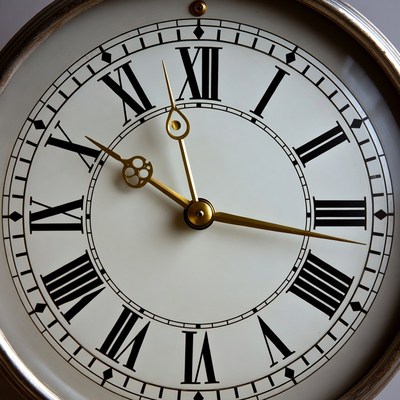 Close-up of vintage analog clock face