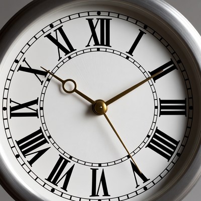 Close-up of silver analog clock