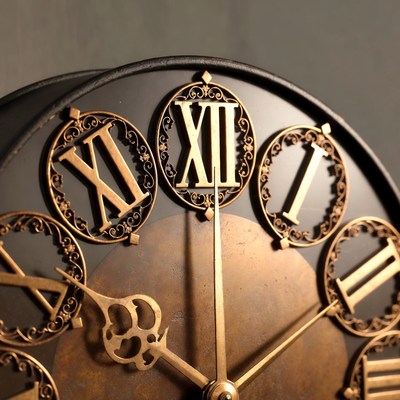 Ornate Black Clock with Roman Numerals