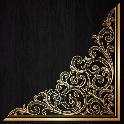 Gold Ornate Corner Design on Black