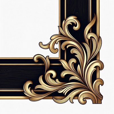 Ornate Gold Black Picture Frame