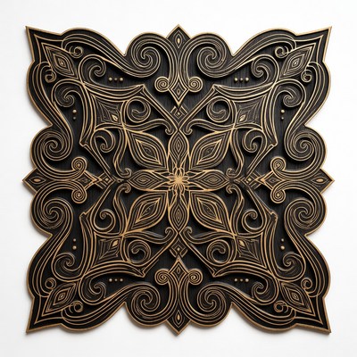 Ornate Black Mandala Wood Carving
