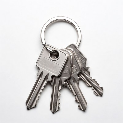 Silver keys on keyring