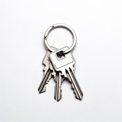 Three silver keys on keyring