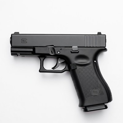 Glock 19 Handgun on White Background