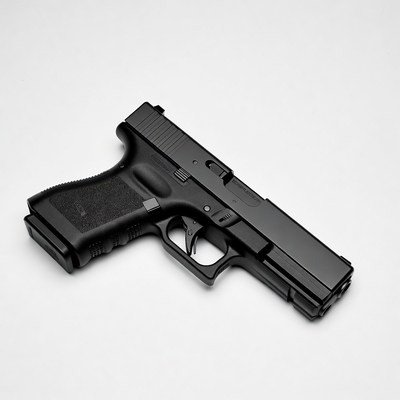 Black Glock Pistol on White Background