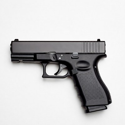 Black Glock Pistol on White Background